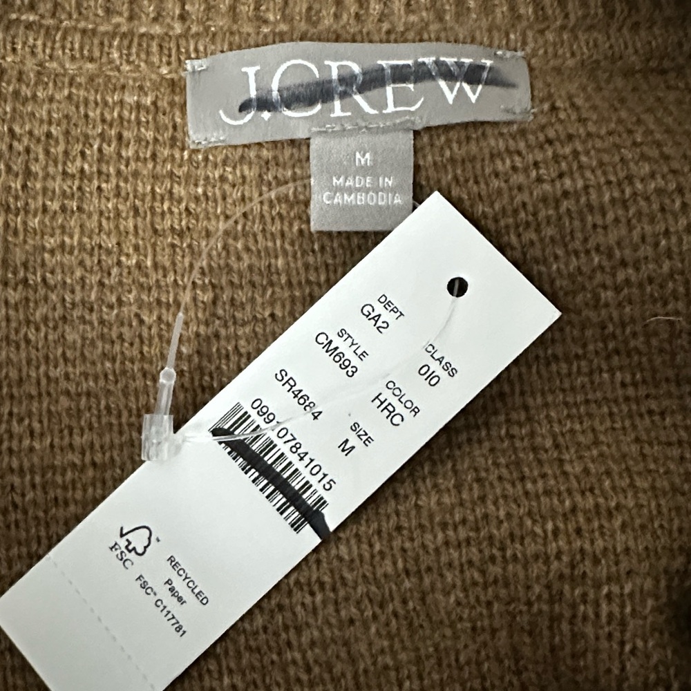 NEW J. CREW Full-zip flight sweater-jacket Heather Rich Camel Size Medium - Picture 6 of 6